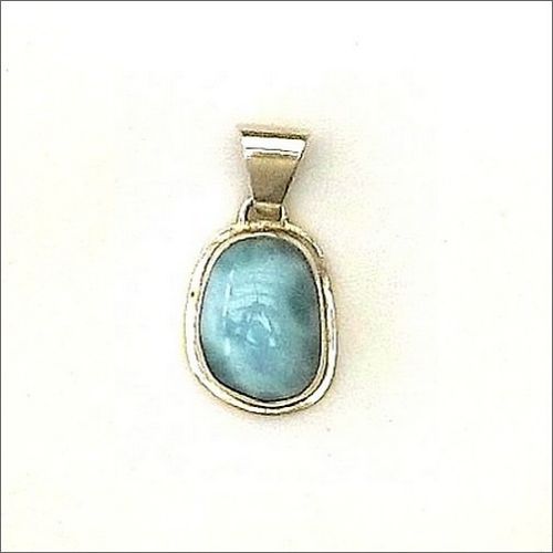 Offset Oval Larimar Pendant